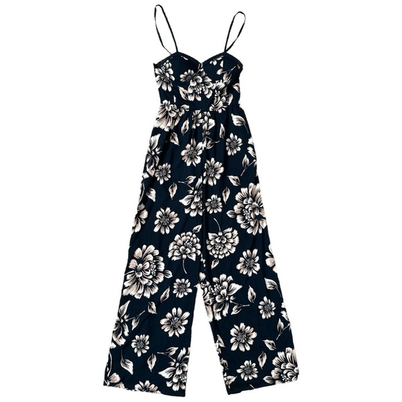 Band of Gypsies Pants - BOG Collective Navy White Floral Bra Top Jumpsuit size S